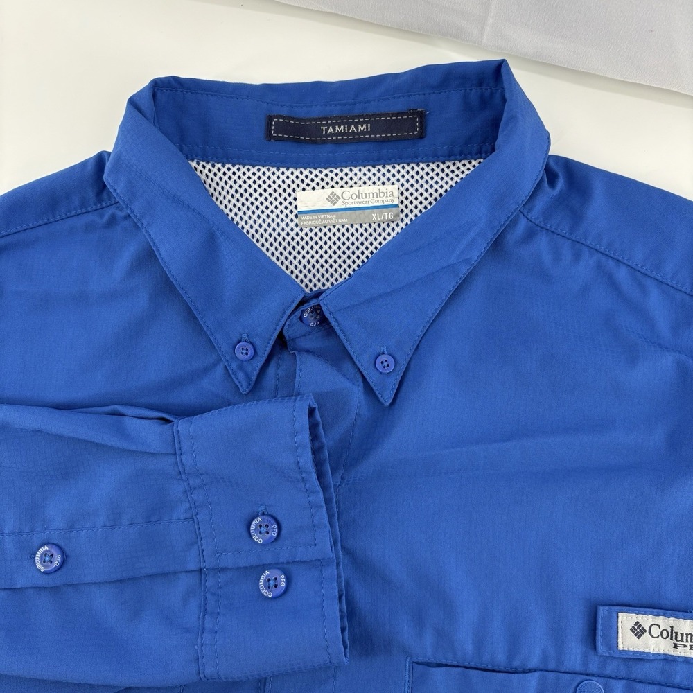 Columbia PFG Tamiami Men's Size XL Blue Long Sleeve‎ Fishing Shirt Button Down